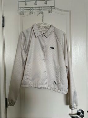 Vans Women's Cream Satin Checker Coach Jacket